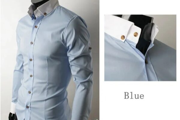 Sleeve shirt long shirts casual men slim turn dress down fit