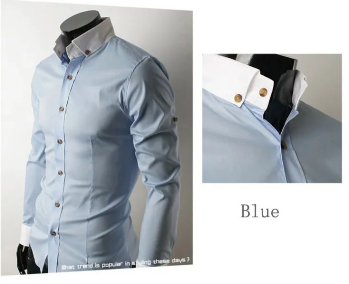 Sleeve shirt long shirts casual men slim turn dress down fit